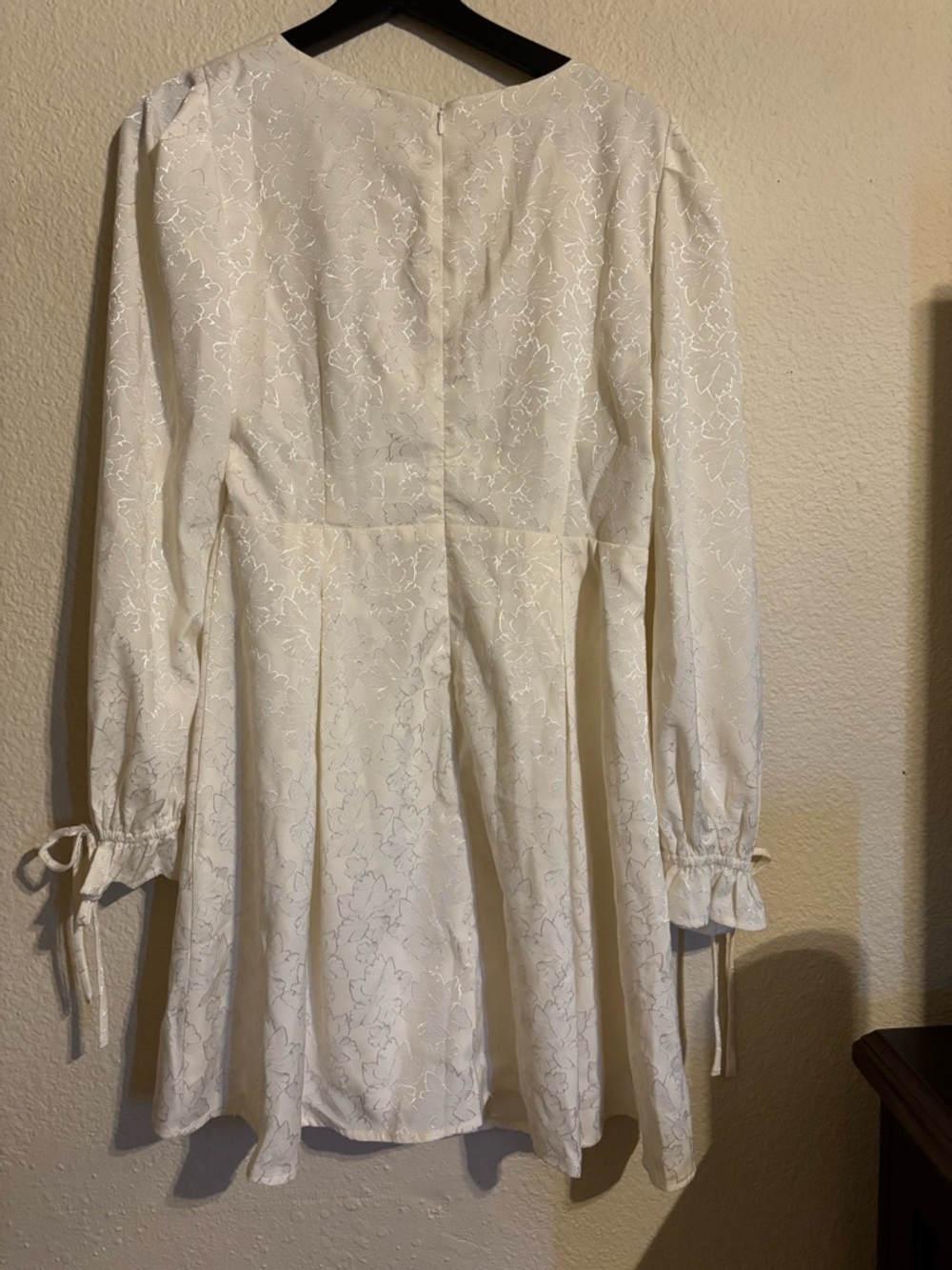 Lulus Elegant Adoration Cream Floral Jacquard Long Sleeve Mini Dress - Picture 7 of 12